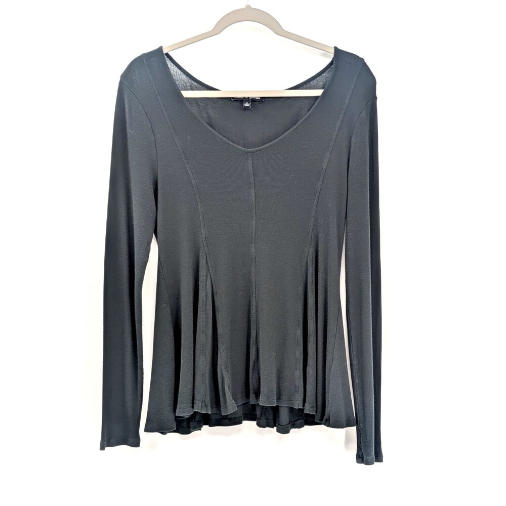 Cable & Gauge Dark Emerald Green Long Sleeve Flowy Round Neck Blouse Size Medium